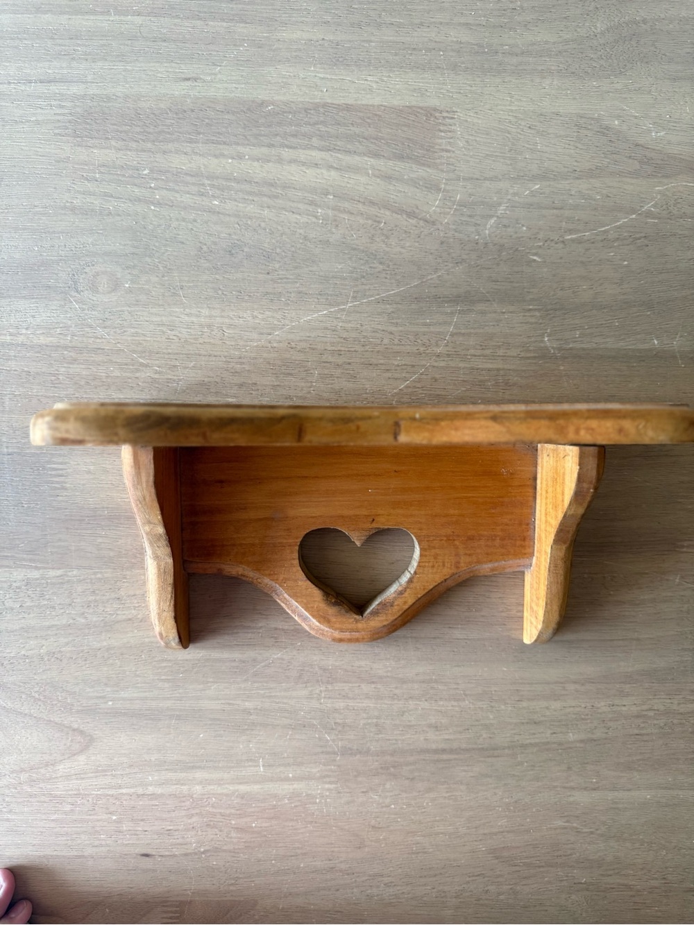 Vintage cottage core wooden heart shelf